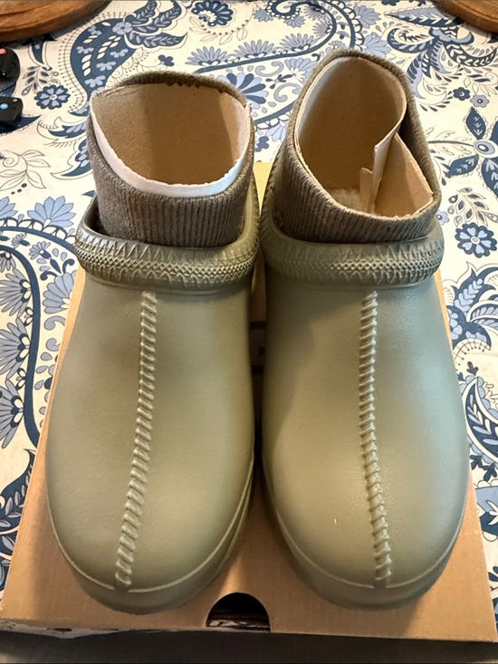 UGG Shoes - UGG Olive Green Slip-On Winter Clogs with Ribbed Ankle